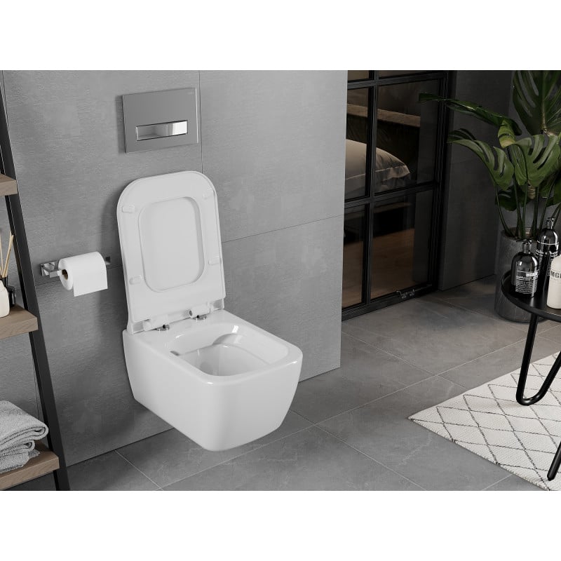 Mexen Elis Rimless WC Bowl with Soft-Close Slim Seat, Duroplast, Glossy White - 30910700