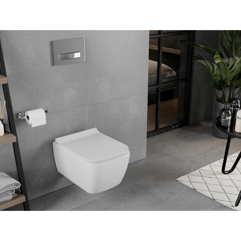 Mexen Elis Rimless WC Bowl with Soft-Close Slim Seat, Duroplast, Glossy White - 30910700