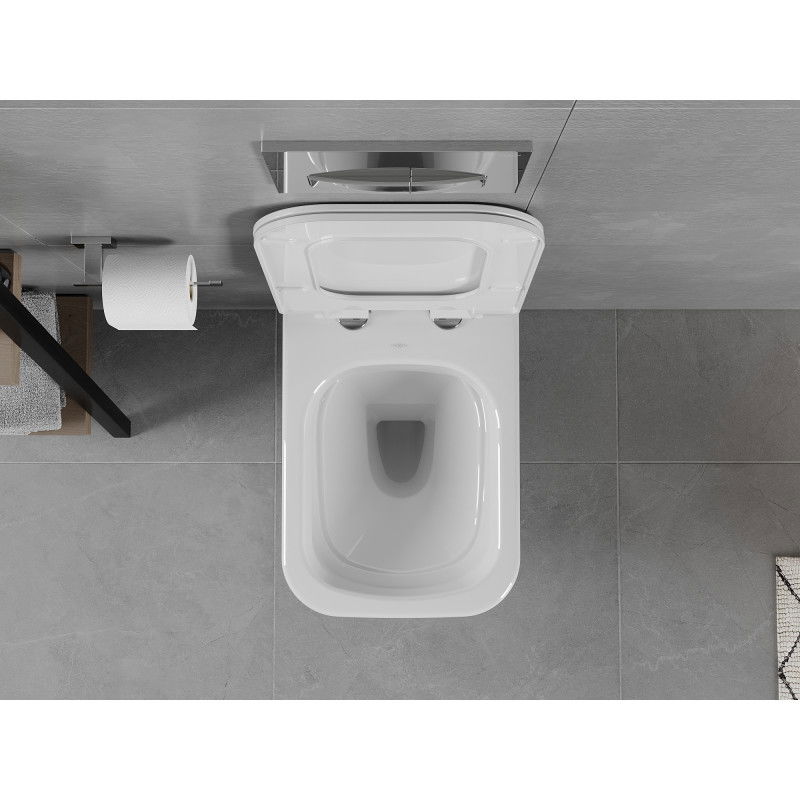 Mexen Elis Rimless toilet bowl with a slim soft close toilet seat, Thermosetting polymer, White - 30910700
