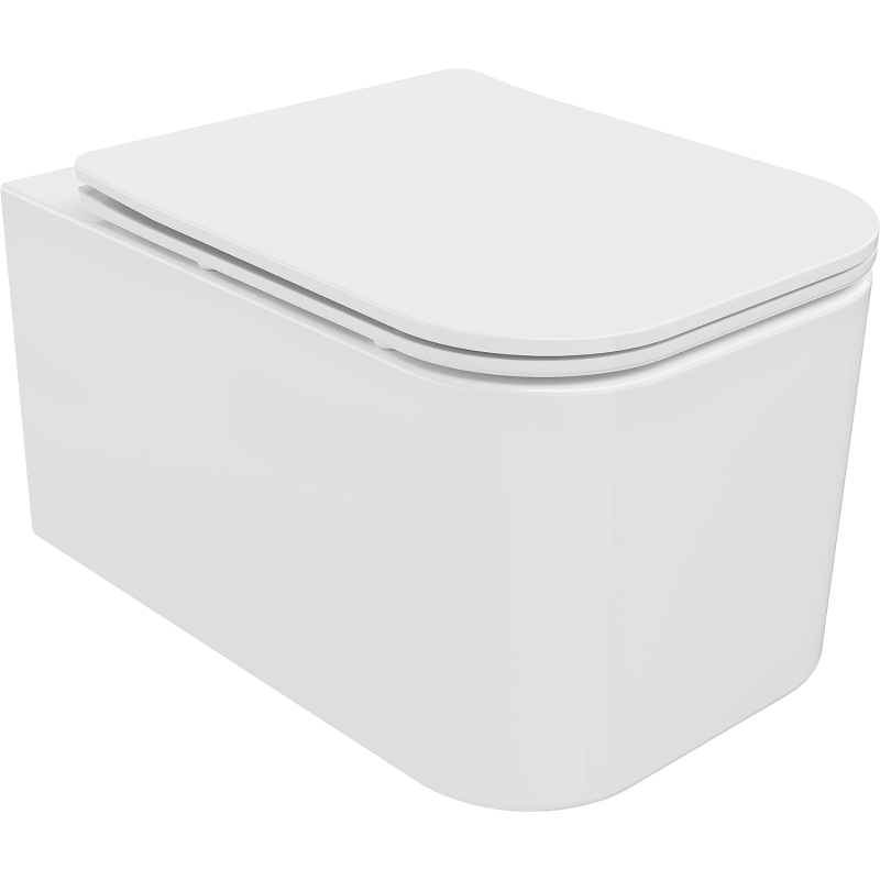 Mexen Elis Rimless toilet bowl with a slim soft close toilet seat, Thermosetting polymer, White - 30910600