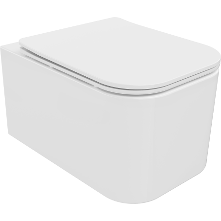 Mexen Elis Rimless toilet bowl with a slim soft close toilet seat, Thermosetting polymer, White - 30910600