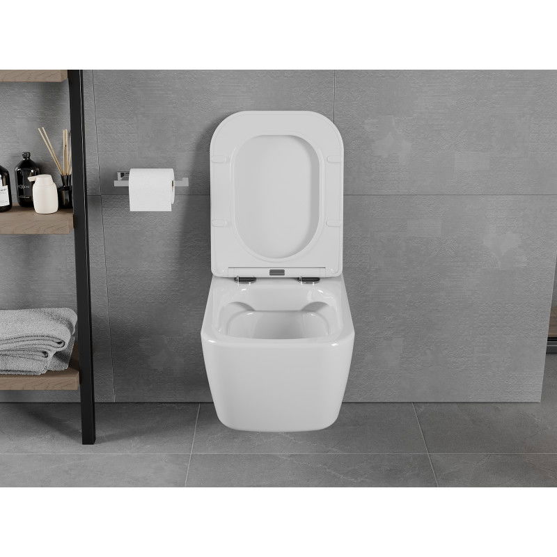 Mexen Elis Rimless WC Bowl with Slim Soft-close Seat, Duroplast, Glossy White - 30910600