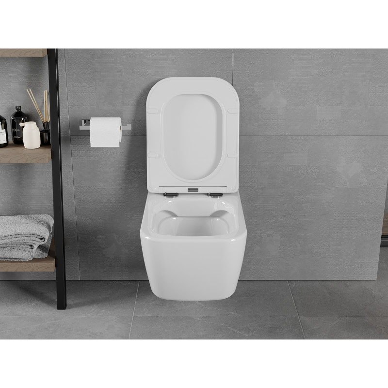 Mexen Elis Rimless WC Bowl with Soft Close Slim Seat, Duroplast, Glossy White - 30910600