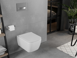 Mexen Elis Rimless WC Bowl with Soft Close Slim Seat, Duroplast, Glossy White - 30910600
