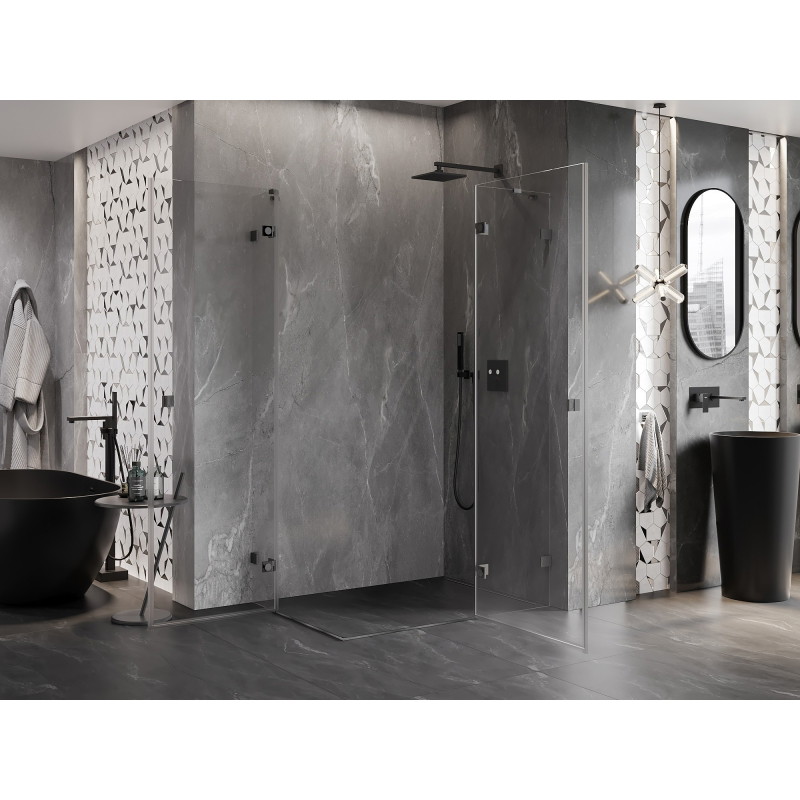 Mexen Lunar Duo Shower Enclosure Hinged Right 115 x 95 cm, Transparent, Brushed Gun Gray - 834-115P-095L-66-00