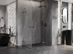 Mexen Lunar Duo right swing shower cabin 120 x 90 cm, transparent, brushed gun gray - 834-120P-090L-66-00