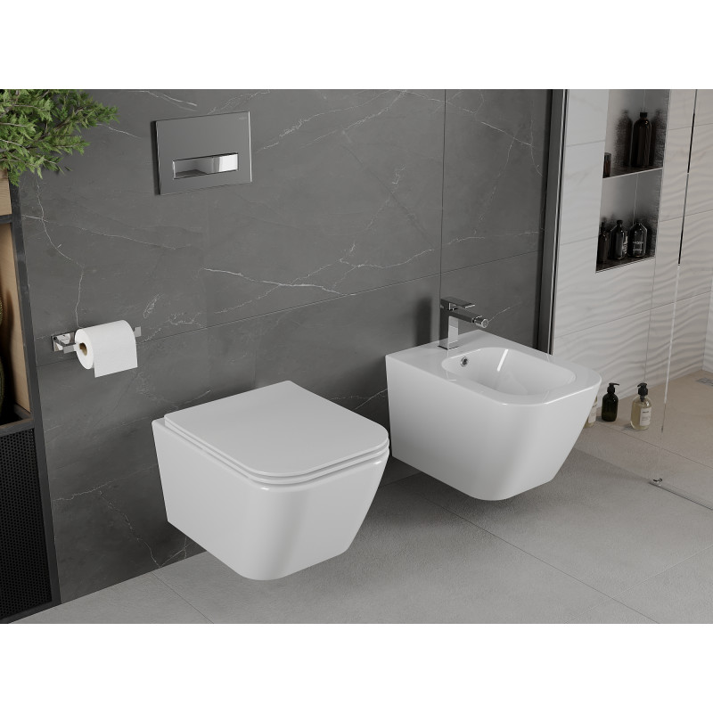 Mexen Madox Rimless WC Bowl with Soft-Close Slim Seat, Duroplast, Glossy White - 30154000