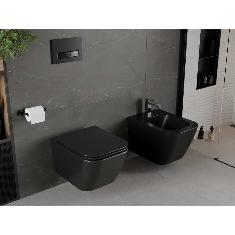 Mexen Madox Rimless toilet bowl with slim soft-close seat, duroplast, matte black - 30154070