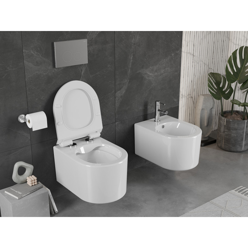 Mexen Sofia Rimless WC Bowl with Soft-Close Slim Seat, Duroplast, Glossy White - 30540100