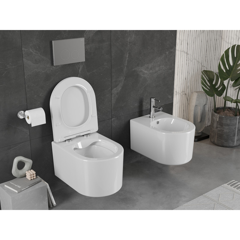 Mexen Sofia Rimless WC Bowl with Slim Soft-Close Seat, Duroplast, Glossy White - 30540300