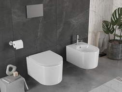 Mexen Sofia Rimless toilet bowl with a slim soft close toilet seat, Thermosetting polymer, White - 30540300