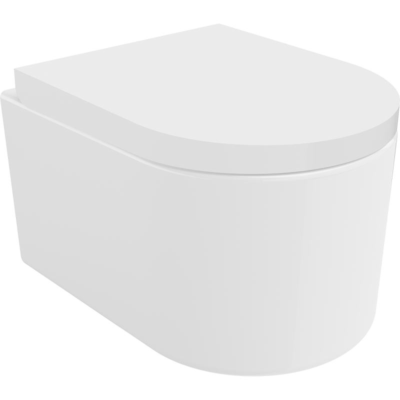 Mexen Rimless toilet bowl with a hard soft close toilet seat, Thermosetting polymer, White - 30540200