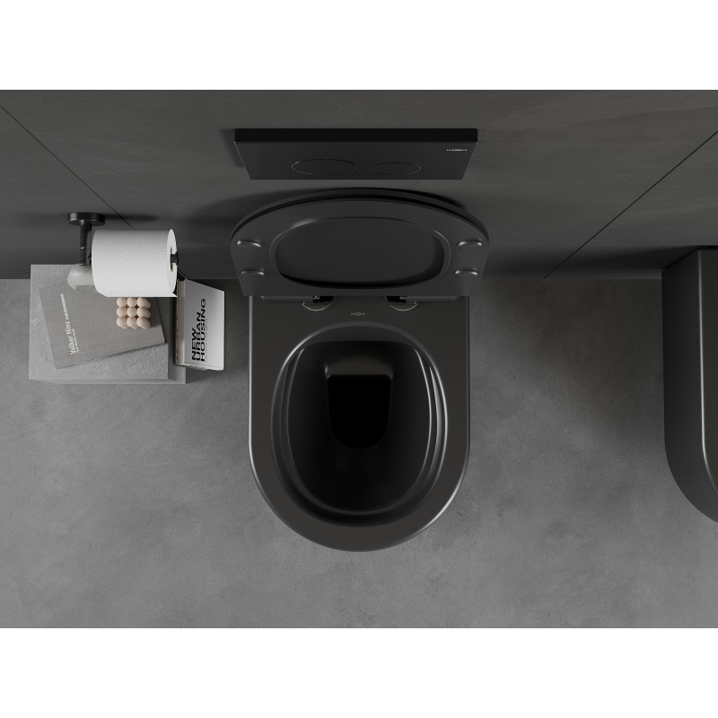 Mexen Sofia rimless toilet bowl with slim soft-close duroplast seat, black matte - 30540185