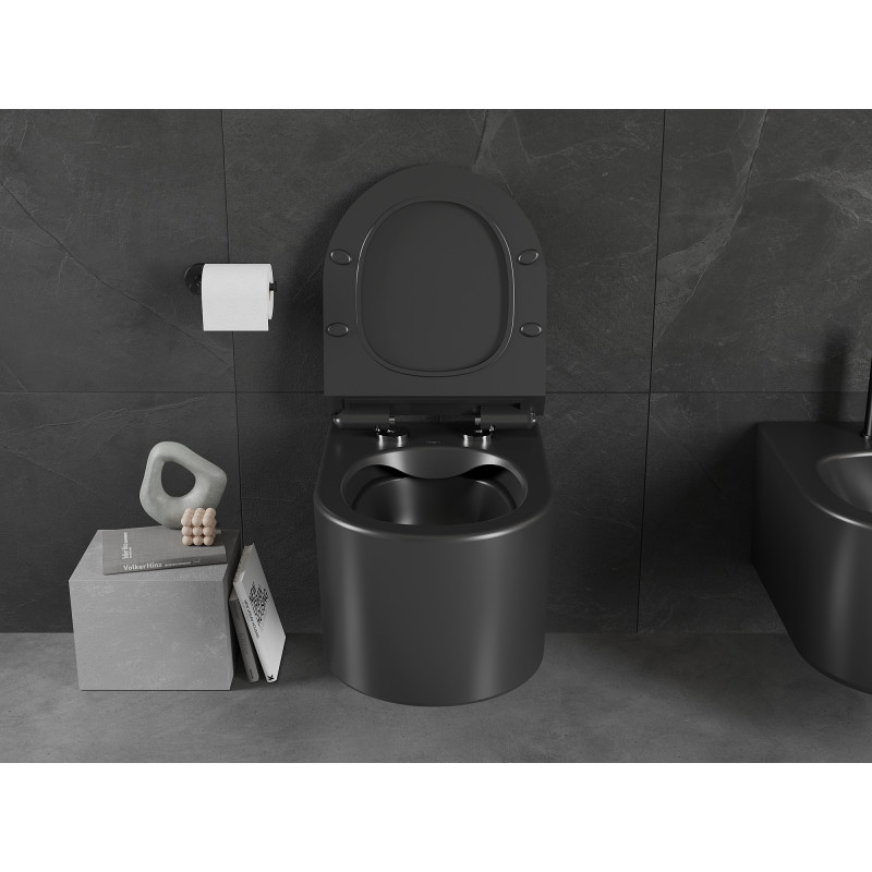 Mexen Sofia rimless toilet bowl with slim soft-close duroplast seat, black matte - 30540185