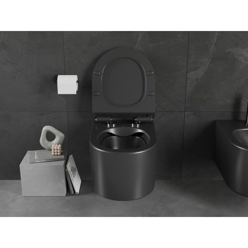 Mexen Sofia Rimless WC Bowl with Slim Soft-Close Seat, Duroplast, Matte Black - 30540185