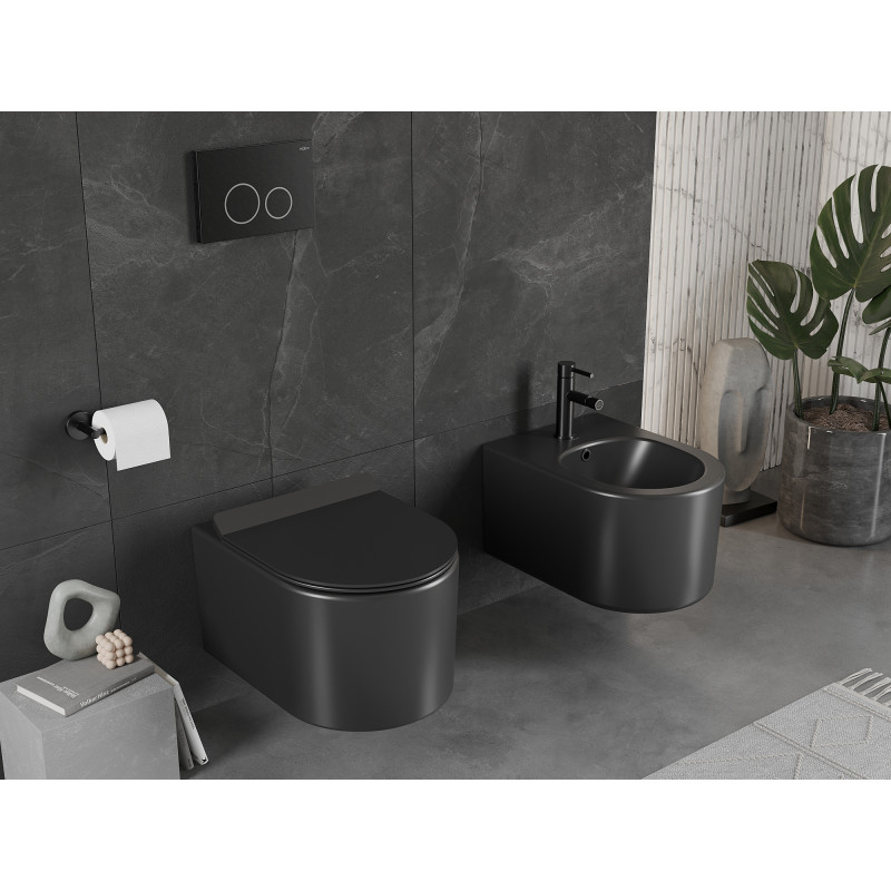 Mexen Sofia rimless toilet bowl with slim soft-close duroplast seat, black matte - 30540185