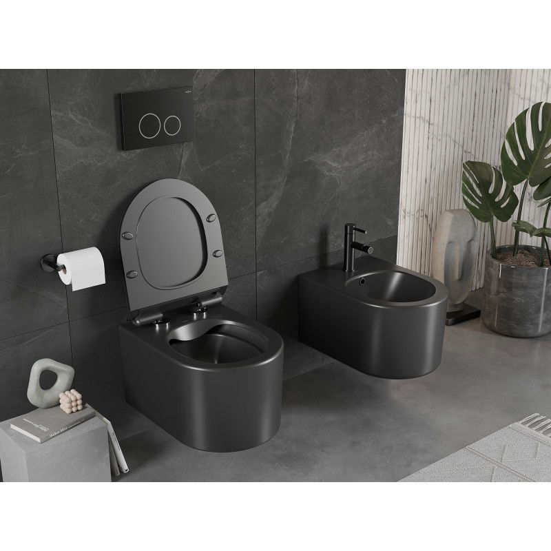 Mexen Sofia Rimless WC Bowl with Slim Soft-Close Seat, Duroplast, Matte Black - 30540185
