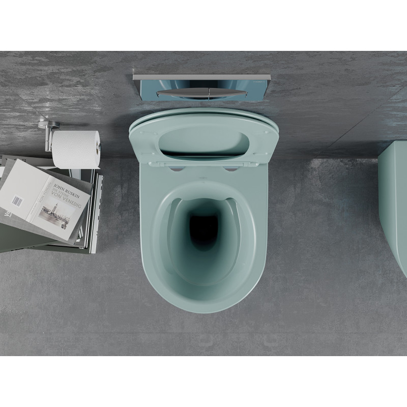 Mexen Lena rimless toilet bowl with slim soft-close duroplast seat, light green matte - 30224048