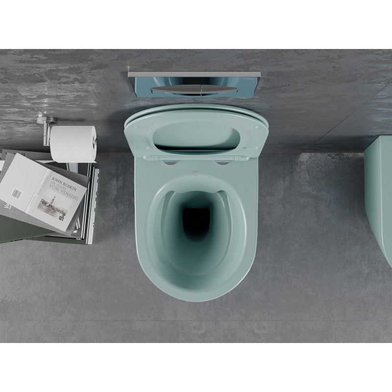 Mexen Lena Rimless toilet bowl with soft-close slim seat, duroplast, light green matte - 30224048