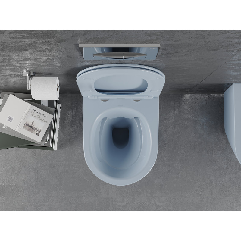 Mexen Lena Rimless WC bowl with soft-close slim seat, duroplast, gray-blue matte - 30224069