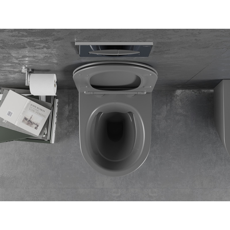 Mexen Lena Rimless WC Bowl with Soft-Close Slim Seat, Duroplast, Dark Gray Matte - 30224071