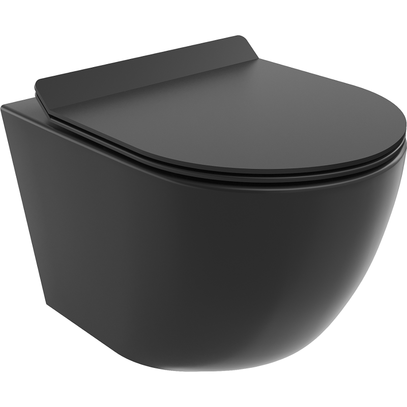 Mexen Lena rimless toilet bowl with soft-close slim seat, duroplast, matte black - 30220185