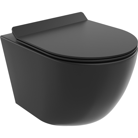 Mexen Lena Rimless toilet bowl with a slim soft close toilet seat, Thermosetting polymer, Black matt - 30220185