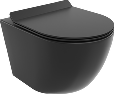 Mexen Lena Rimless toilet bowl with a slim soft close toilet seat, Thermosetting polymer, Black matt - 30220185