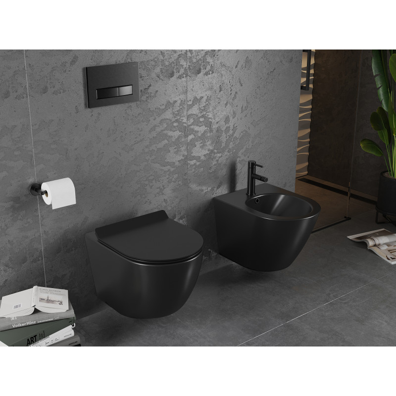 Mexen Lena Rimless WC bowl with a soft-close slim seat, duroplast, black matte - 30220185
