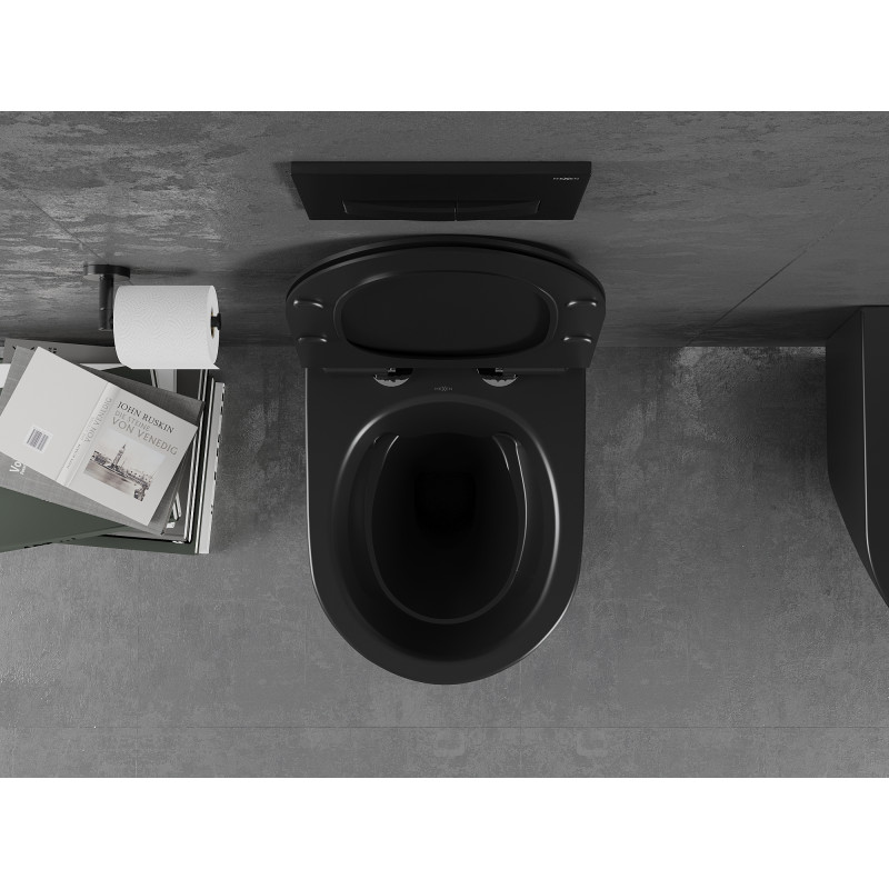 Mexen Lena Rimless WC bowl with a soft-close slim seat, duroplast, black matte - 30220185