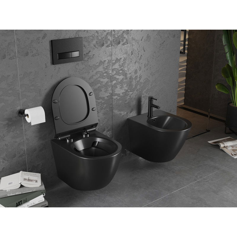 Mexen Lena rimless toilet bowl with soft-close slim seat, duroplast, matte black - 30220185