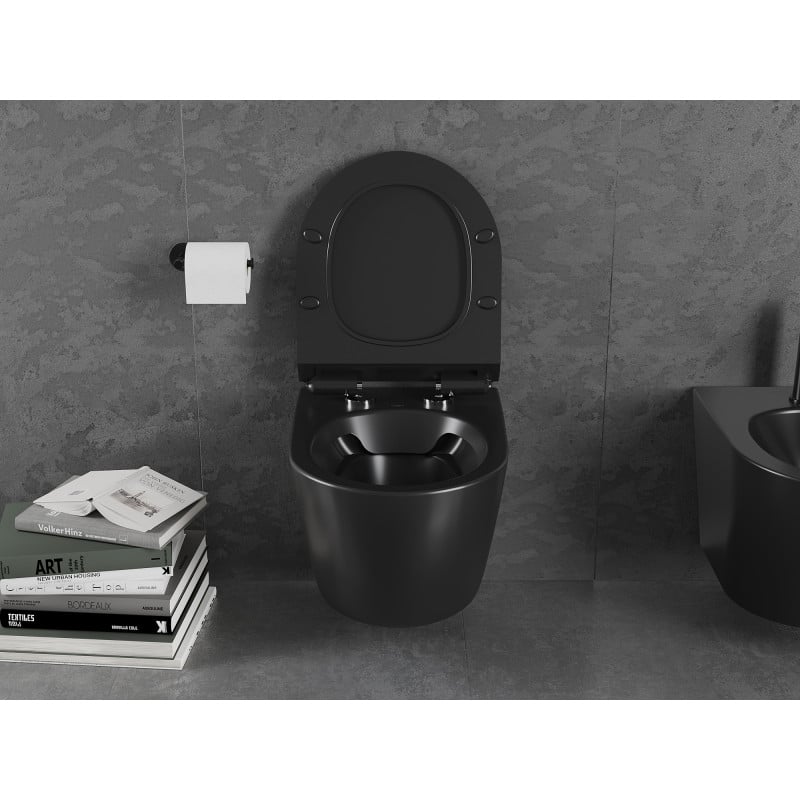 Mexen Lena rimless toilet bowl with soft-close slim seat, duroplast, matte black - 30220185