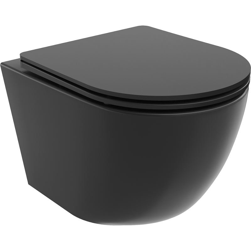 Mexen Lena Rimless WC Bowl with Slim Soft-Close Seat, Duroplast, Matte Black - 30221085