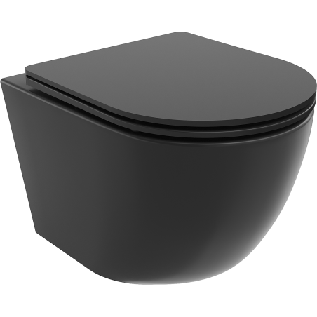 Mexen Lena Rimless toilet bowl with a slim soft close toilet seat, Thermosetting polymer, Black matt - 30221085