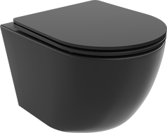 Mexen Lena Rimless toilet bowl with a slim soft close toilet seat, Thermosetting polymer, Black matt - 30221085