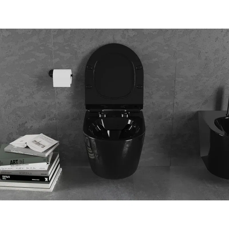Mexen Lena Rimless WC Bowl with Slim Soft-Close Seat, Duroplast, Black Gloss - 30224070
