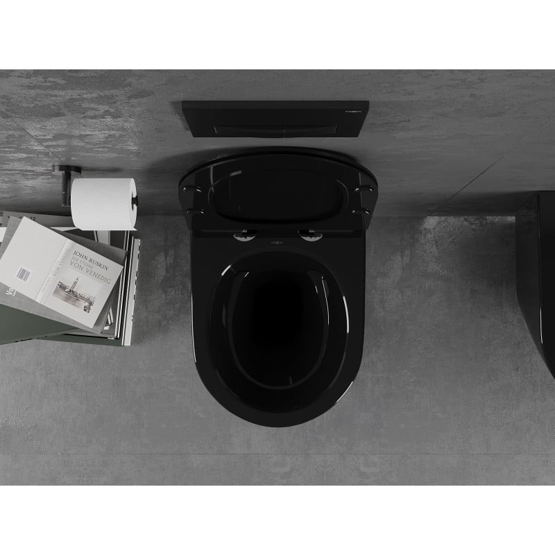 Mexen Lena Rimless WC Bowl with Soft-Close Slim Seat, Duroplast, Black Gloss - 30224070