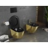 Mexen Lena rimless toilet bowl with slow-fall slim seat, duroplast, matte black/gold - 30224076