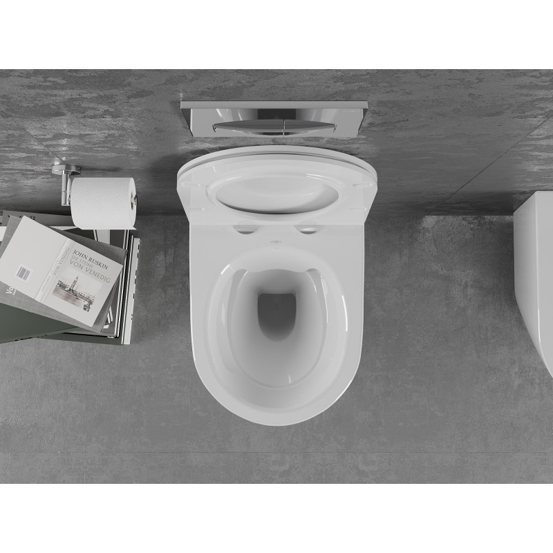 Mexen Lena Rimless WC Bowl with Soft-Close Slim Seat, Duroplast, Glossy White - 30220500