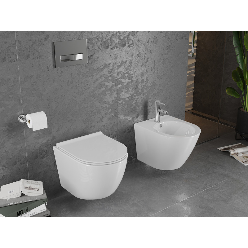 Mexen Lena Rimless WC Bowl with Soft-Close Slim Seat, Duroplast, Glossy White - 30220500