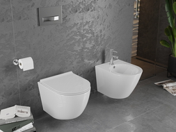 Mexen Lena Rimless toilet bowl with a slim soft close toilet seat, Thermosetting polymer, White - 30220500
