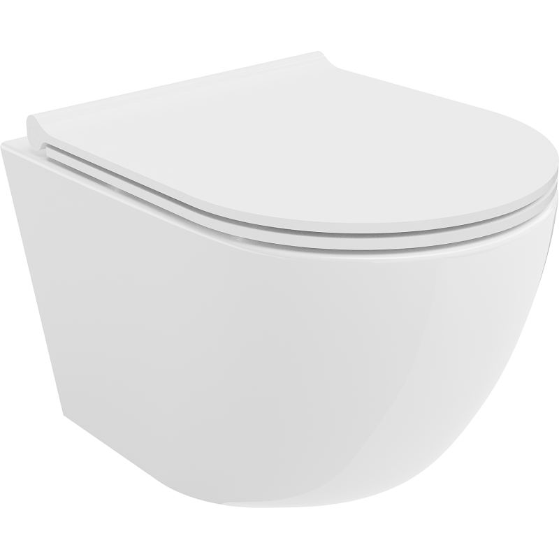 Mexen Lena Rimless toilet bowl with a slim soft close toilet seat, Thermosetting polymer, White - 30220500