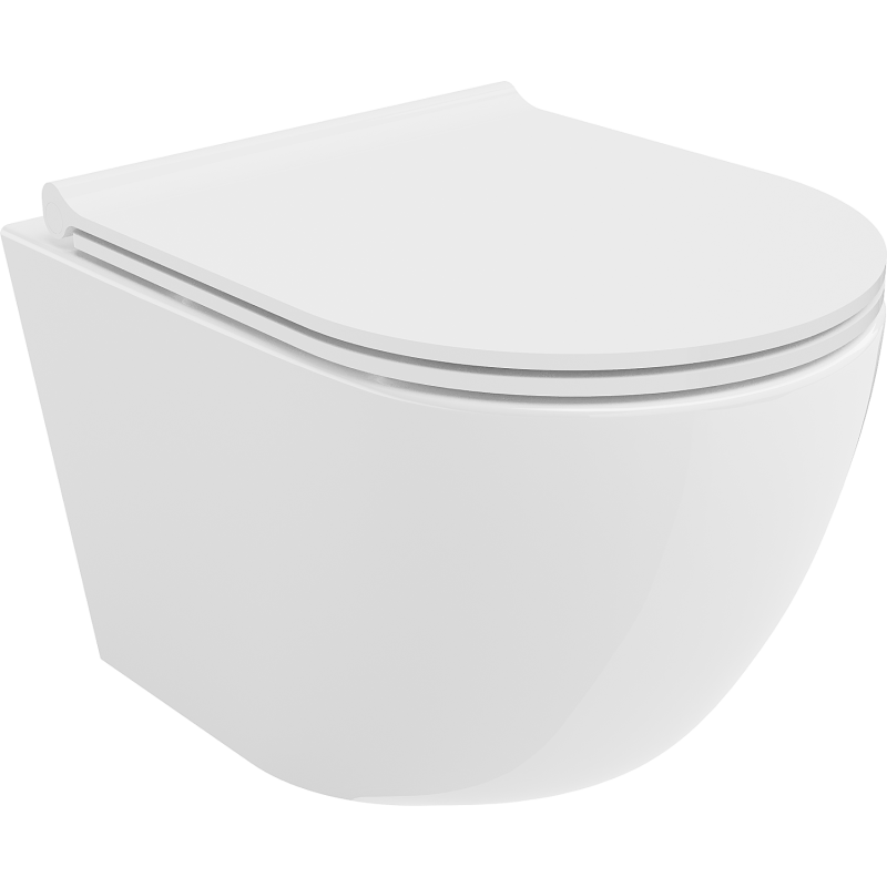 Mexen Lena Rimless WC Bowl with Soft-Close Slim Seat, Duroplast, Glossy White - 30220500