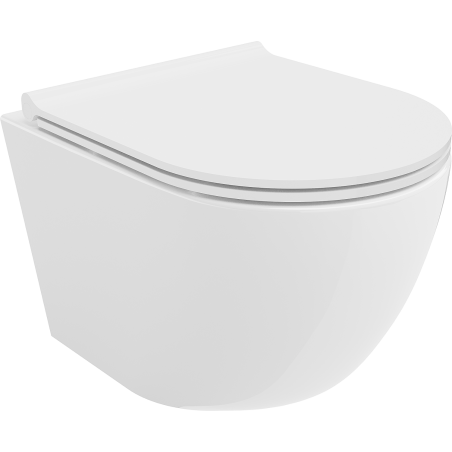 Mexen Lena rimless toilet bowl with slow-closing slim seat, duroplast, glossy white - 30220500
