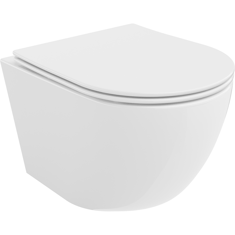 Mexen Lena Rimless toilet bowl with a slim soft close toilet seat, Thermosetting polymer, White - 30220400