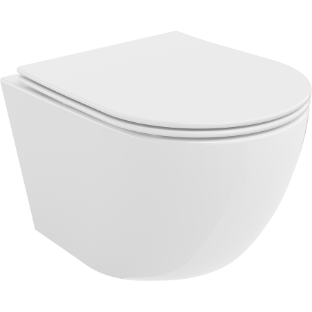 Mexen Lena Rimless toilet bowl with a slim soft close toilet seat, Thermosetting polymer, White - 30220400