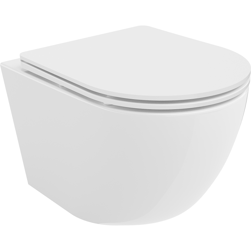 Mexen Lena Rimless toilet bowl with a slim soft close toilet seat, Thermosetting polymer, White - 30220300