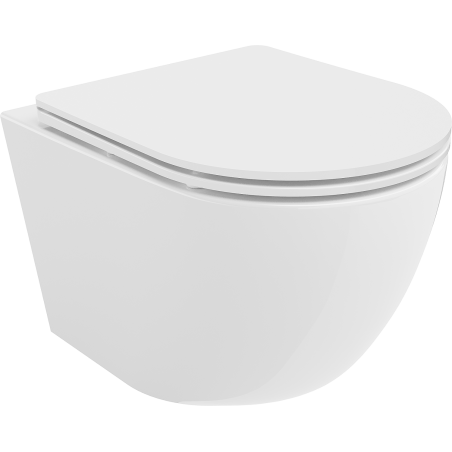 Mexen Lena Rimless toilet bowl with a slim soft close toilet seat, Thermosetting polymer, White - 30220300