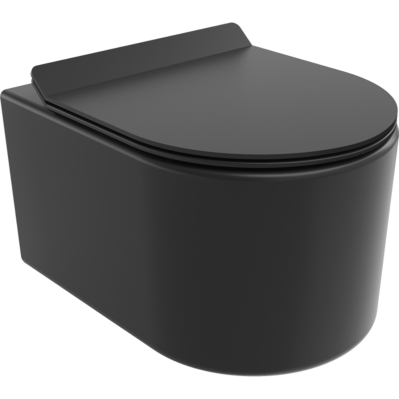 Mexen Sofia Rimless toilet bowl with a slim soft close toilet seat, Thermosetting polymer, Black matt - 30540185