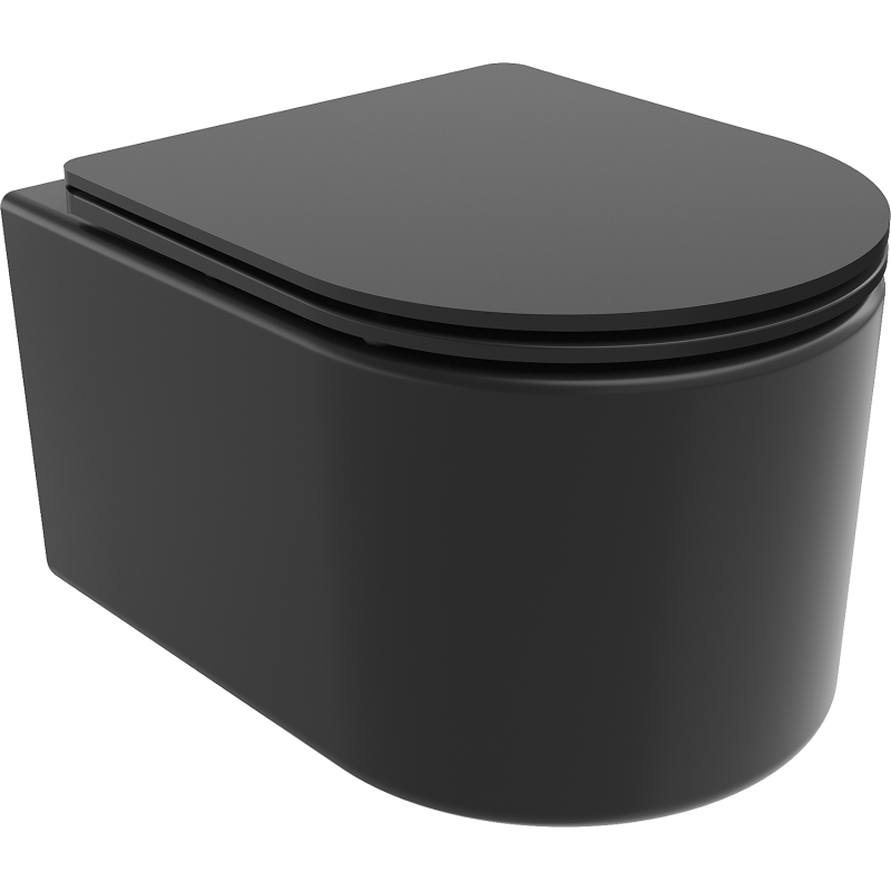 Mexen Sofia Rimless toilet bowl with a slim soft close toilet seat, Thermosetting polymer, Black matt - 30541085
